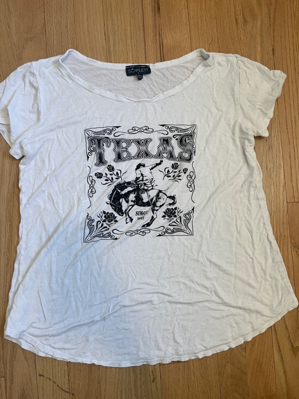 Scarlett White Tee with Black Texas Graphic - Women's Short Sleeve Top
